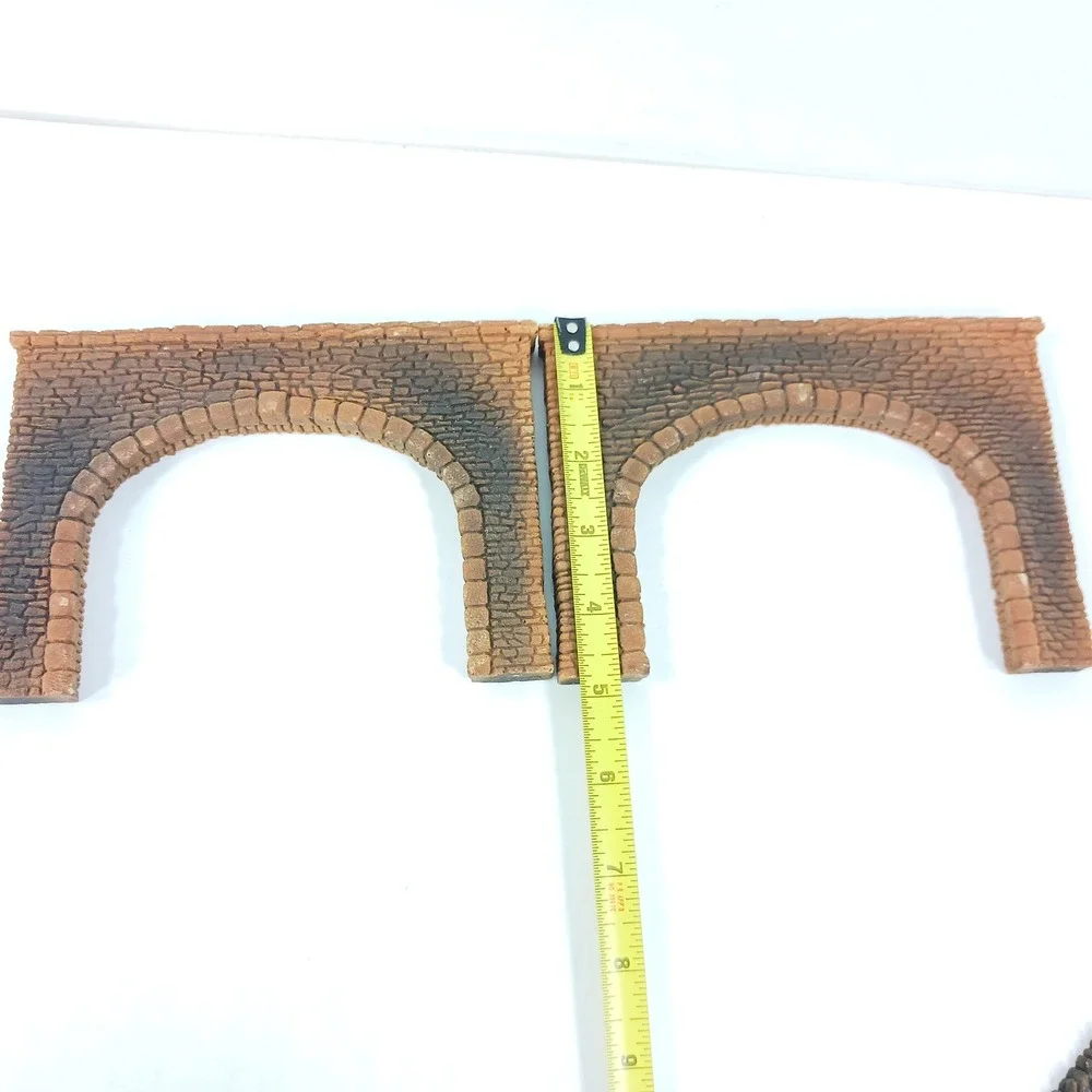 HO Scale Model Train Tunnel Portals and Retaining Wing Walls Stone 7pc Set